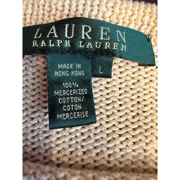 Lauren Ralph Lauren Mercerized Cotton Sweater L Cream Minimalist Y2K - Picture 2 of 6